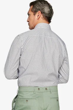 Camicia a righe fine verde