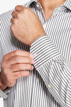 Camicia a righe fine verde