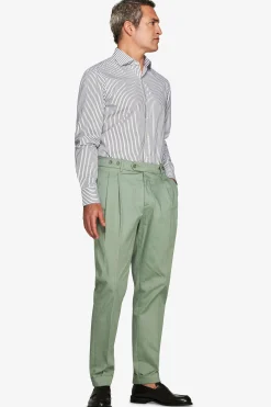 Camicia a righe fine verde