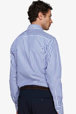 Camicia a righe medie indaco slim