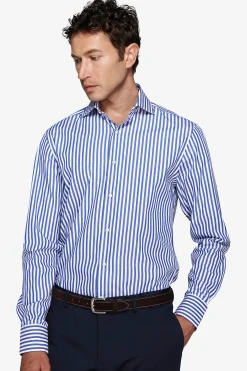 Camicia a righe medie indaco slim