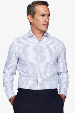Camicia a righe operata azzurra slim