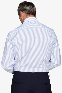 Camicia a righe operata azzurra slim