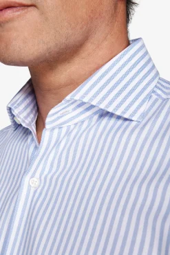 Camicia a righe operata azzurra slim