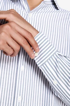 Camicia a righe operata verde