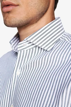 Camicia a righe operata verde