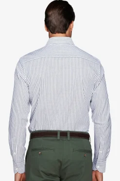 Camicia a righe operata verde