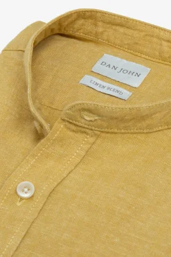Camicia coreana misto lino gialla