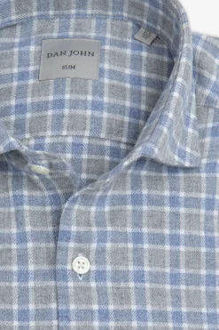 Camicia effetto flanella check celeste
