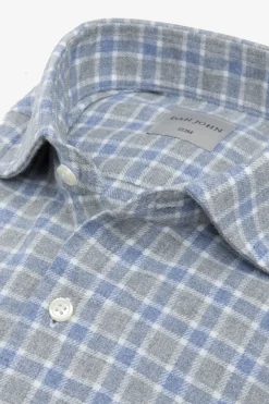 Camicia effetto flanella check celeste