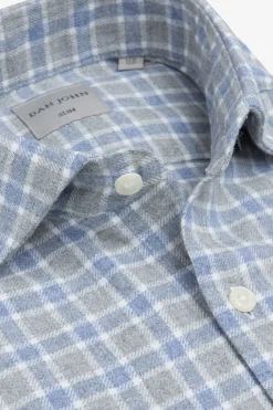 Camicia effetto flanella check celeste