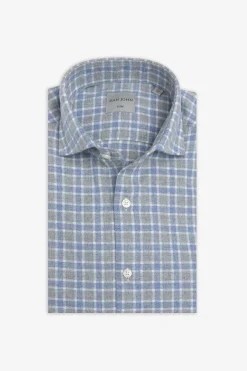 Camicia effetto flanella check celeste