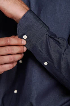 Camicia gabardina effetto denim slim