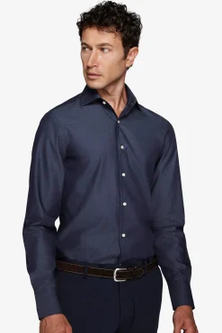 Camicia gabardina effetto denim slim