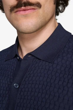 Camicia in maglia punto mattoncino blu