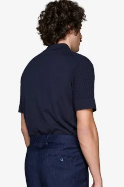 Camicia in maglia punto mattoncino blu