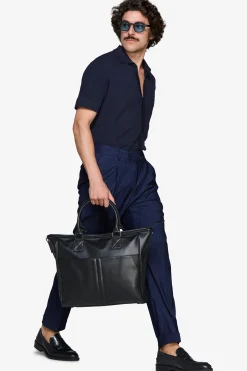 Camicia in maglia punto mattoncino blu