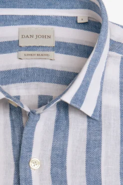 Camicia misto lino a righe royal