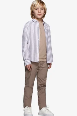 Camicia misto lino a righe tortora Kids