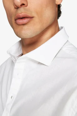 Camicia misto lino chester bianca 
