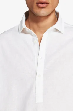 Camicia misto lino chester bianca 