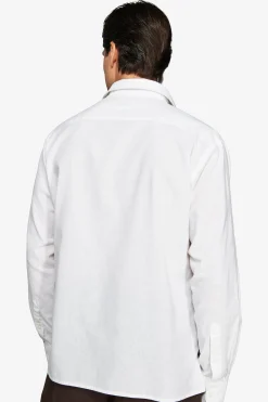 Camicia misto lino chester bianca 