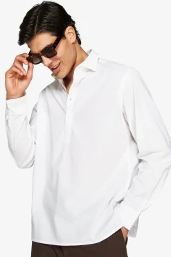 Camicia misto lino chester bianca 