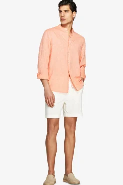 Camicia misto lino coreana arancio