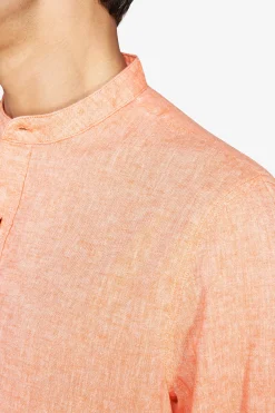 Camicia misto lino coreana arancio