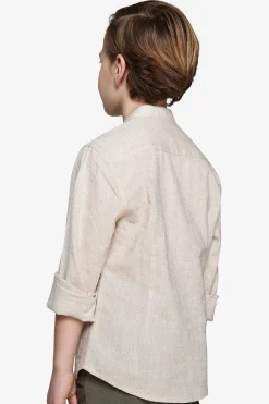 Camicia misto lino coreana beige Kids
