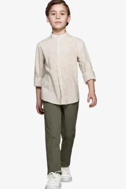 Camicia misto lino coreana beige Kids