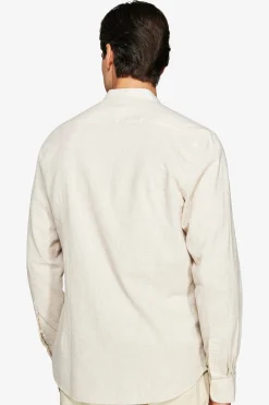 Camicia misto lino coreana beige