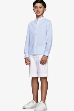 Camicia misto lino coreana celeste Kids