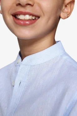 Camicia misto lino coreana celeste Kids