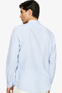 Camicia misto lino coreana celeste