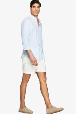 Camicia misto lino coreana celeste