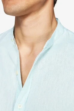 Camicia misto lino coreana menta