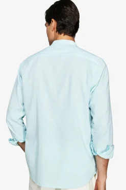 Camicia misto lino coreana menta
