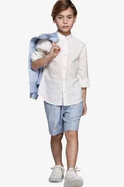 Camicia misto lino coreana panna Kids