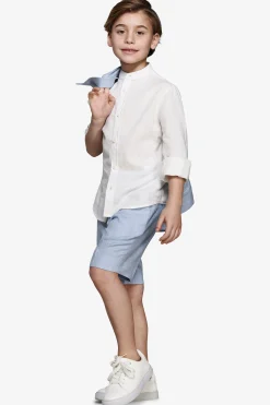 Camicia misto lino coreana panna Kids