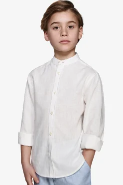 Camicia misto lino coreana panna Kids