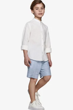 Camicia misto lino coreana panna Kids