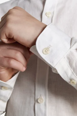 Camicia misto lino coreana panna Kids