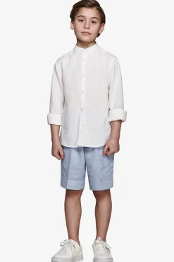 Camicia misto lino coreana panna Kids