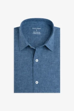 Camicia misto lino denim