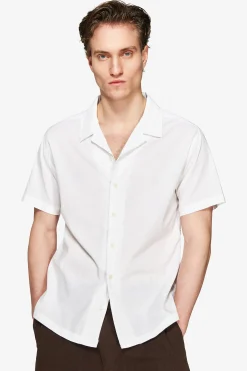 Camicia misto lino hawaiana bianca