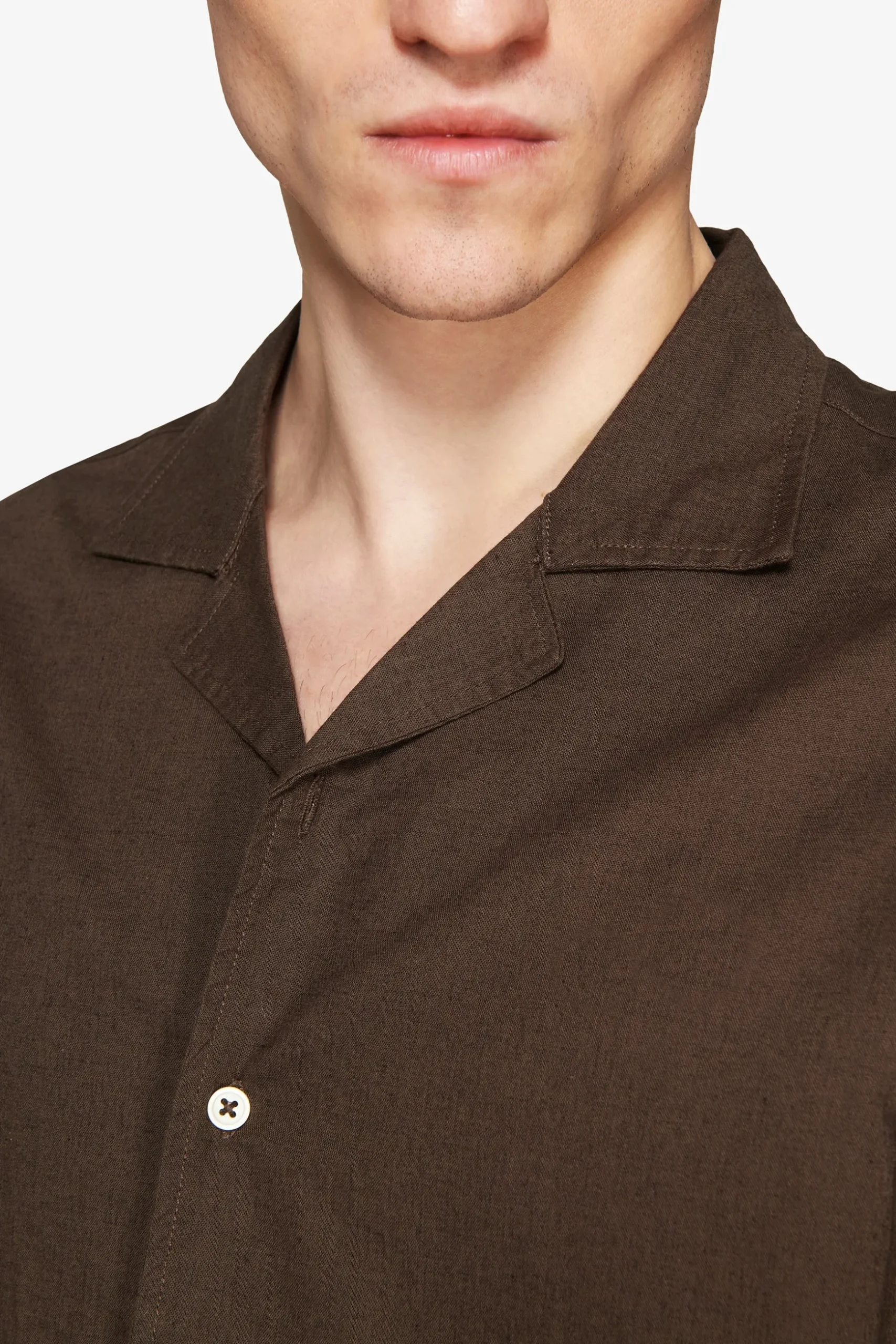 Camicia misto lino hawaiana moro "Volume"