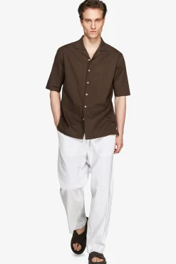 Camicia misto lino hawaiana moro