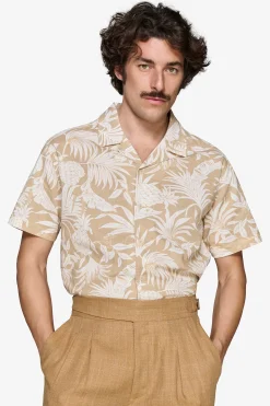 Camicia misto lino hawaiana sabbia
