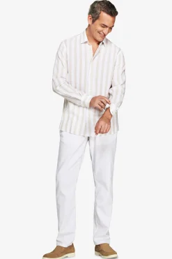 Camicia misto lino Herringbone sabbia